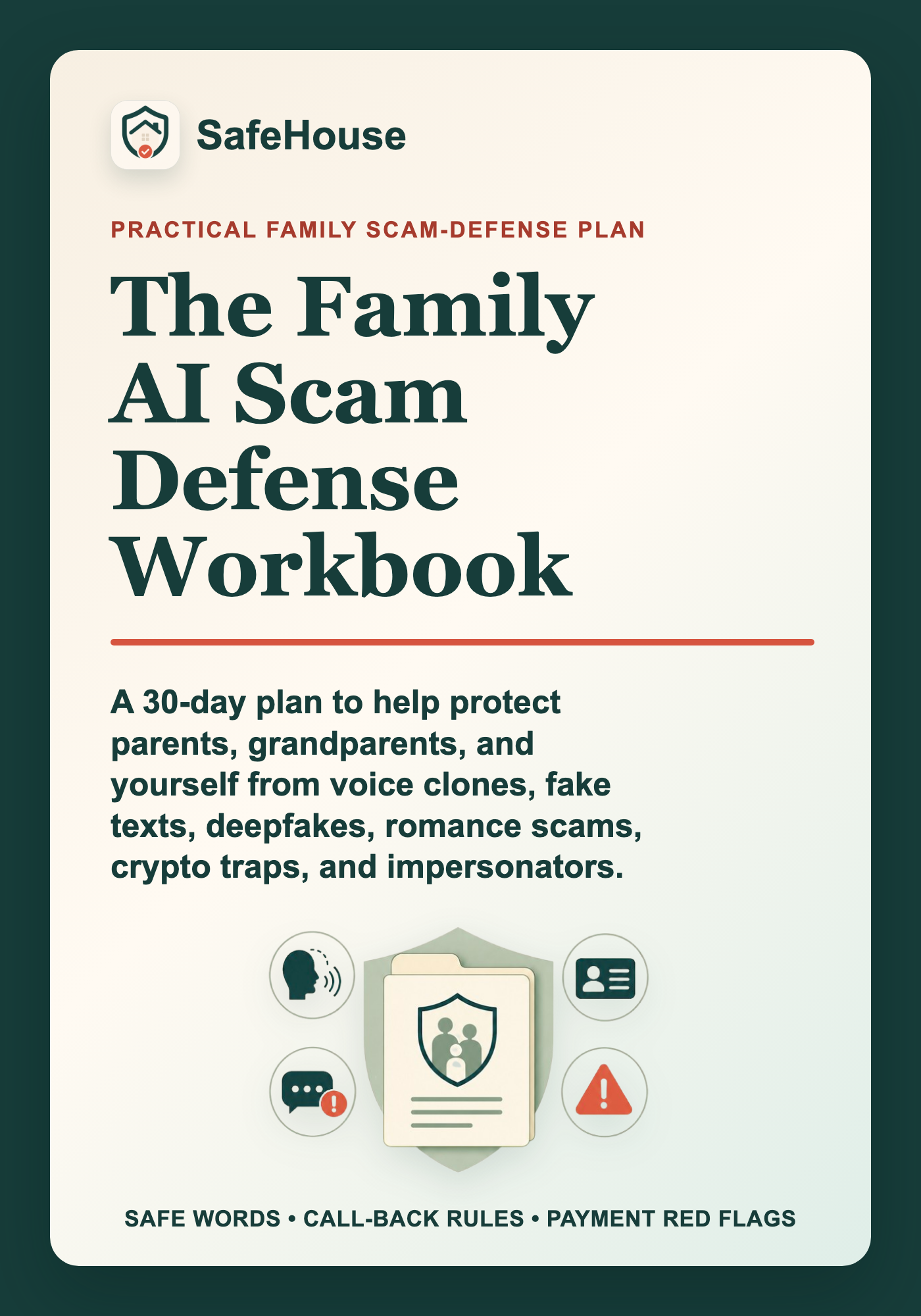 SafeHouse: The Family AI Scam Defense Workbook cover